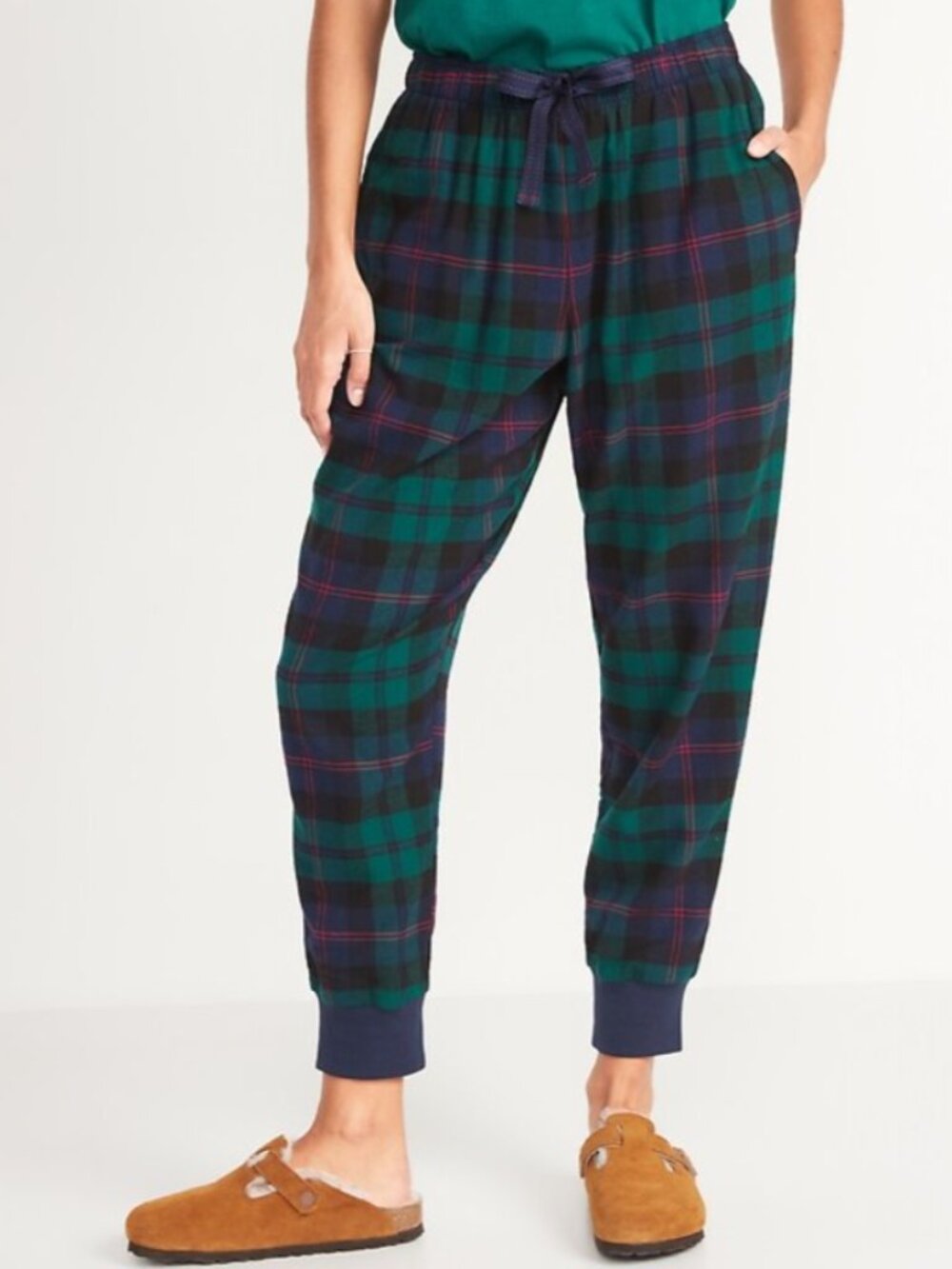 Old Navy pajama joggers pants blue green plaid size XS